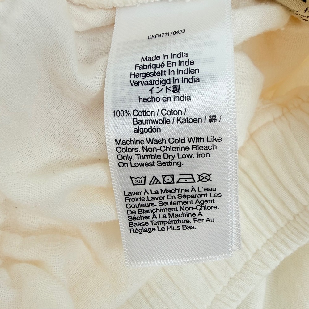 Madewell Double Gauze Wide-Leg Pants S Cream Pull-On Drawstring Beach Cotton - Picture 9 of 15